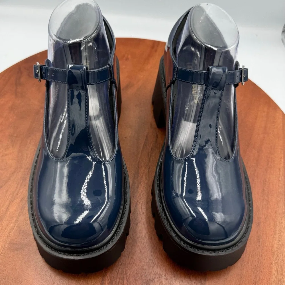 Dream Pairs Navy Patent Mary Jane Platform Chunky Heel Shoes Women‎ Size 7.5 Y2K